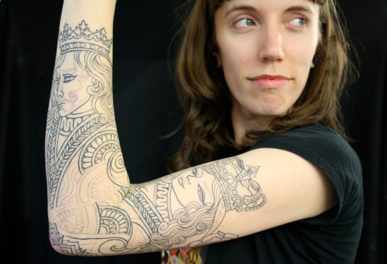 The Empress & The Emperor, 2011 (Outline only - in progress...), Tattoo by Megan Oliver