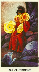 4 of Pentacles - Tarot of the Cat People by Karen Kuykendall