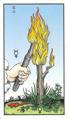 2 of Staffs (Wands) - Alchemical Tarot Renewed by Robert M. Place