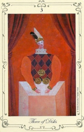 3 of Disks (Pentacles) - Stella's Tarot by Stella Kaoruko & Takako Hoei