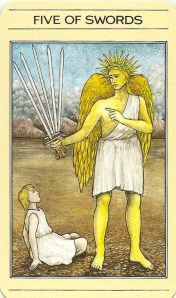 5 of Swords - Mythic Tarot by Juliet Sharman-Burke