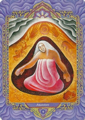 9 Ancestors (The Hermit) - Triple Goddess Tarot by Isha Lerner (art by Mara Friedman)