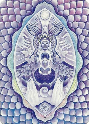 Chakra 7 Crown - Triple Goddess Tarot by Isha Lerner (art by Mara Friedman)