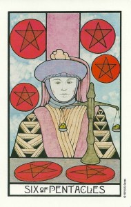 Six of Pentacles - Aquarian Tarot by David Palladini