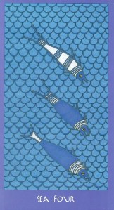 Sea Four (Four of Cups) - Minoan Tarot by Ellen Lorenzi-Prince