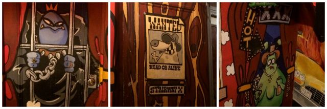 Walls and doors at the Carlton Arms hotel.