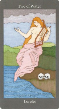 Two of Water (Cups) ~ Lorelei - Dark Goddess Tarot by Ellen Lorenzi-Prince