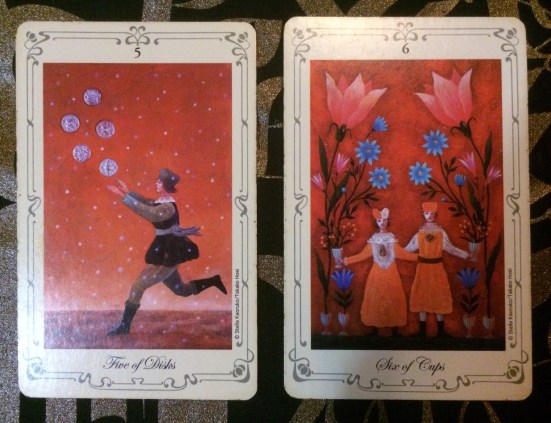 Five of Pentacles:Six of Cups - Stella's Tarot by Stella Kaoruko &amp; Takako Hoei