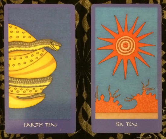 Earth Ten; Water Ten - Minoan Tarot by Ellen Lorenzi-Prince
