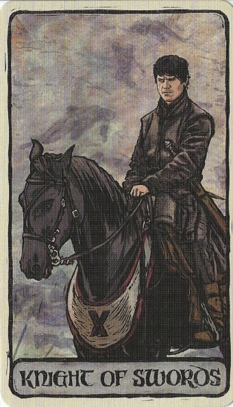 Knight of Swords - Game of Thrones Tarot by Michael Morris (Design), Liz Dean (Text) & Craig Coss (Illustrations).jpg