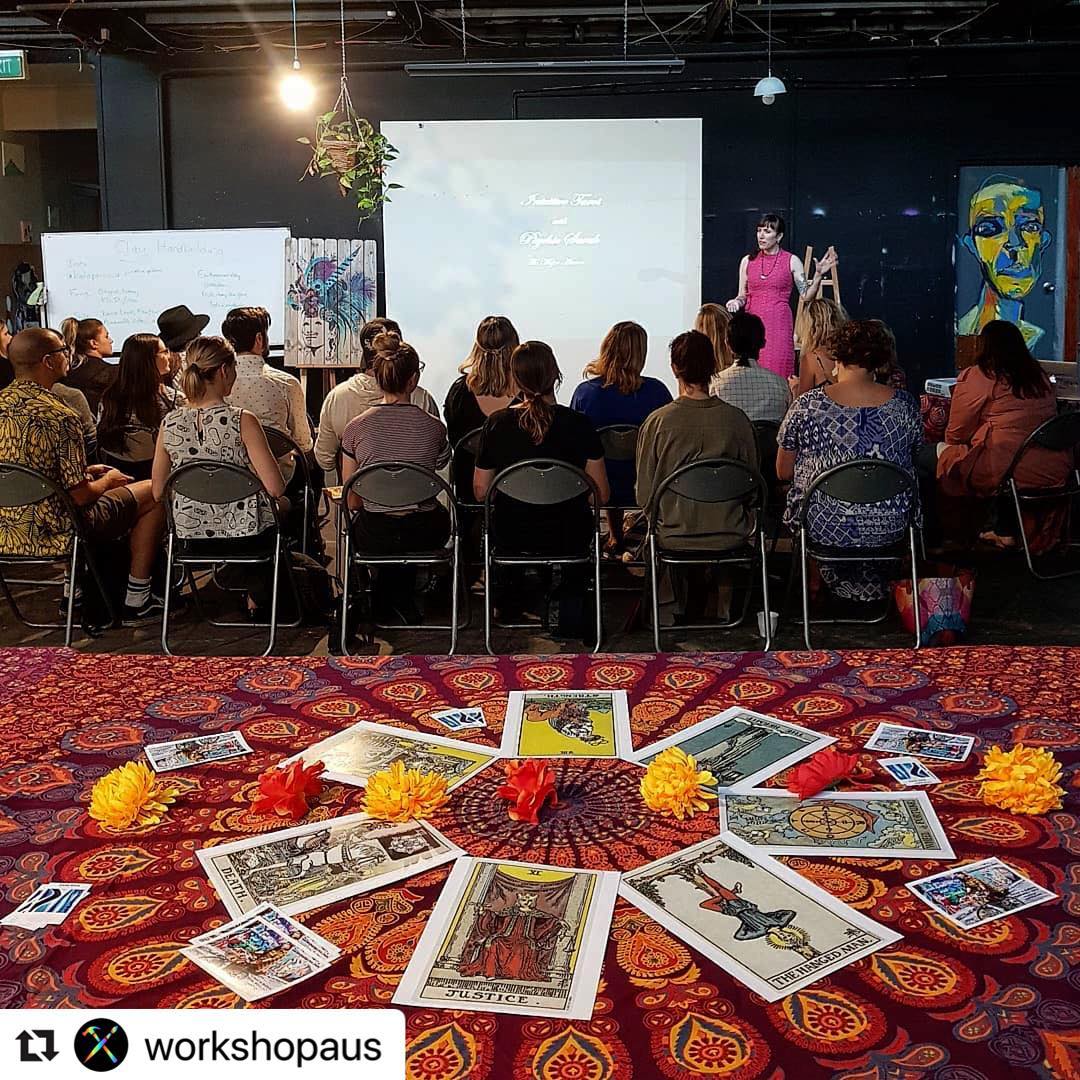 psychic sarah tarot class at work-shop